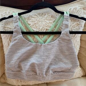 Lululemon Gray and Mint Strappy Sports Bra~Size 8